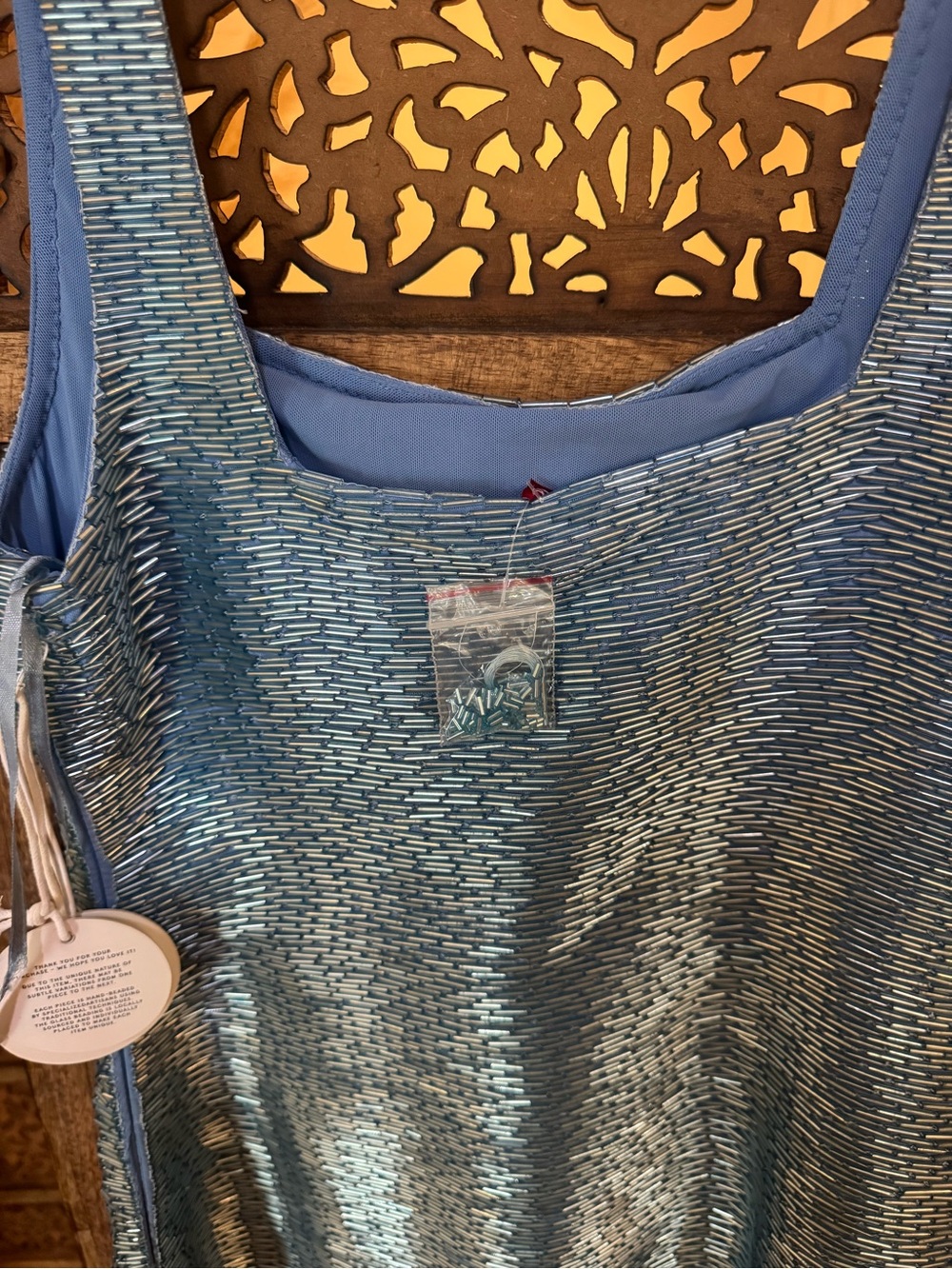 Staud Le Sable Beaded Mini Dress in French Blue NEW NWT - Picture 5 of 5